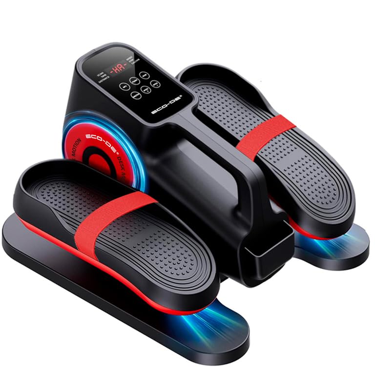 ECODE Mini Eliptica Electrica con 30 Niveles de Velocidad, 5 Funciones, Pedales con Correas, Pantalla LED, Mando a Distancia, Silenciosa y Portable - Pedaleador Electrico para Mayores y Ancianos