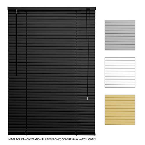 ASAB - Persianas venecianas de PVC para persianas horizontales (135 cm de Ancho, estándar), Color Negro