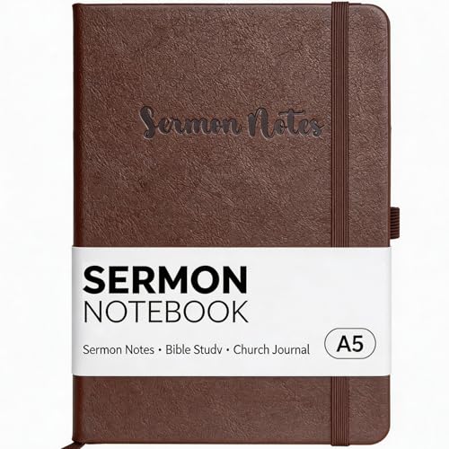 Sermon Notes Notebook - Church Notes Journal & Bible Study Notebook for Christians Hardcover Sermon Journal with Pen Loop 200 Pages for Scripture & Reflections