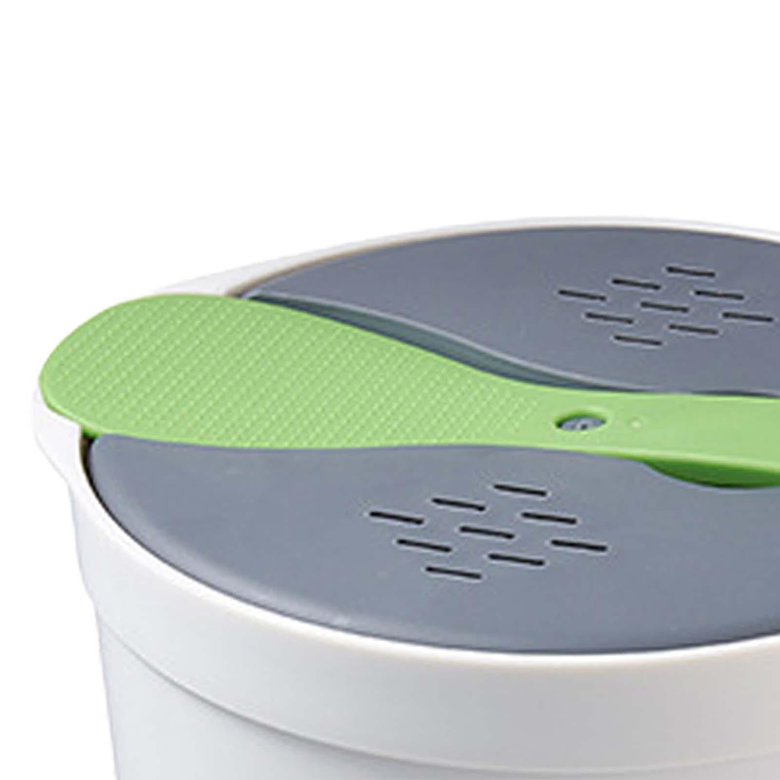 Mikrowellen Reiskocher mit Dampffunktion, Multifunktionaler Reiskocher mit Dampffunktion für Pasta, GRÜN