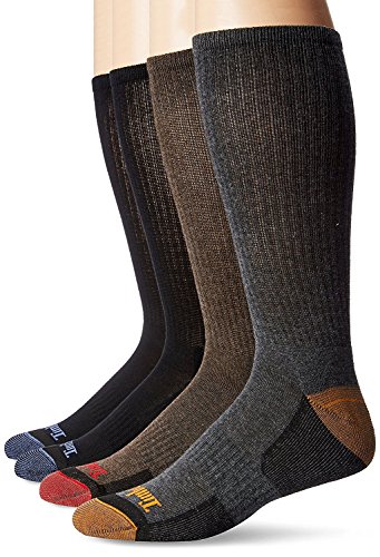 Timberland Men's 4 Pack Outdoor Leisure Crew Assorted Colors SIZE 10-13/9-12 (BROWN/BLACK/GRAY)