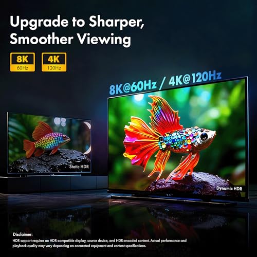 Image of LED HDMI Cable V2.1 with Ethernet, 8k@60Hz, 4K@120Hz UHD Resolution, 5M, 48 Gbps transmission Ultra high Speed, HDR /HDR10 /Dolby Vision,Dolby Atmos and DTS:X, Compatible with all HDMI Devices