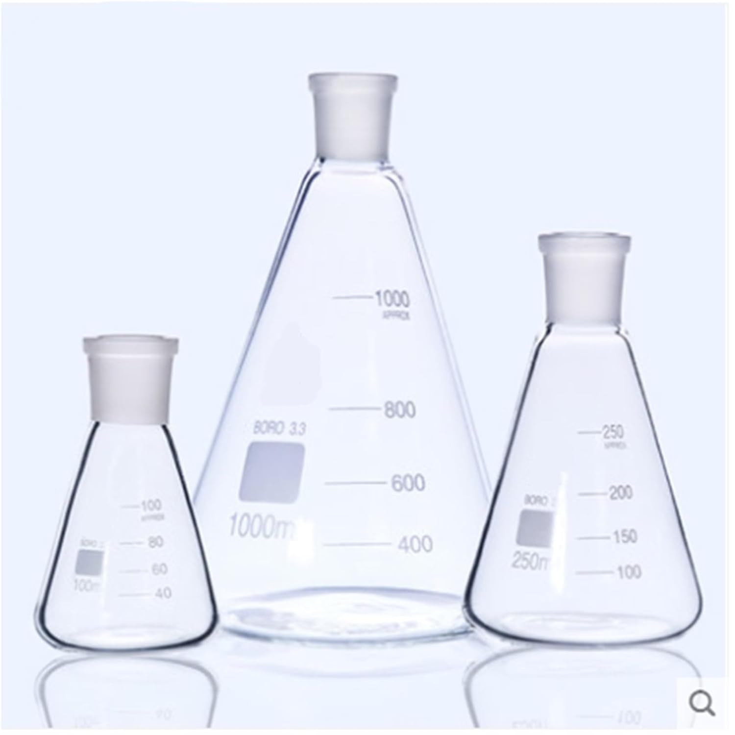 25/50/100/150/250/500ml 19/26 24/29 High Borosilicate 3.3 Glass Erlenmeyer Flask,Conical Vessel Laboratory Glassware Supplies(500ml 19-26)