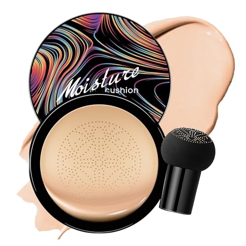 Mushroom Head Air Cushion CC Cream - New Upgraded BB Cream Face Makeup Foundation for Mature Skin Moisturizing Concealer Brighten Long-Lasting, Colored Packaging (Natural, 3.21 Ounce (Pack of 1))