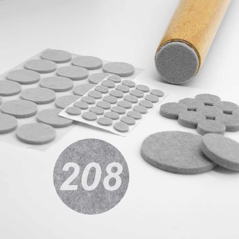 208ud | Protectores de Patas para sillas y mesas | Almohadilla de Fieltro Protector de Suelo para Muebles | Gris