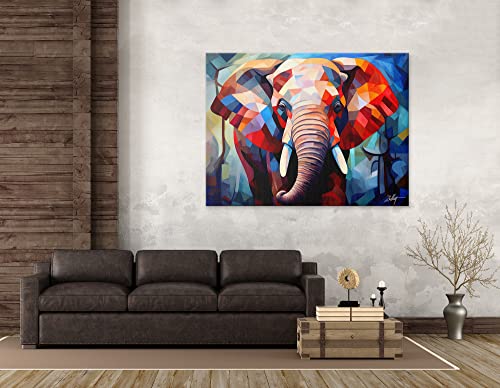 Tableau éléphant cubisme abstrait ZELLART haute définition grand format 100x75