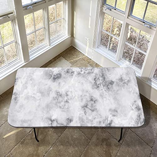 Marble Elastic Fitted Polyester Tablecloth, 30