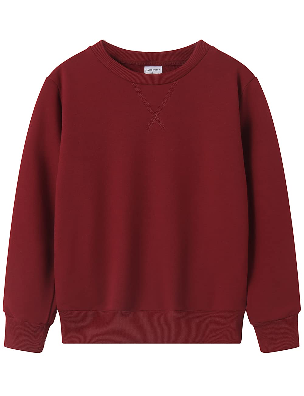 Spring&amp;Gege Youth Basic Sport Crewneck Pullover Sweatshirts for Children（3-14 Years）