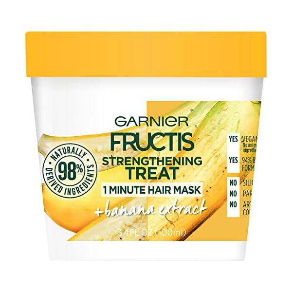 Garnier Fructis Strengthening Treat 1 Minute Hair Mask with Banana Extract, 3.4 Fl Oz (Pack of 1)