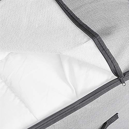 Clothes Storage Bag Organizer for Closet 3pk,Large Capacity Collapsible Linen Blanket Containers Bins with Clear Windows for Comforters,Bedding,Clothing(Grey)