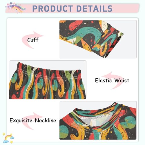 Pajama Sets Long Sleeve Colorful Snake Silhouette Soft Comfy Sleepwear 2 Piece PJS 3-8T4