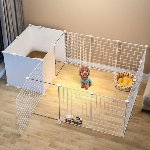 犬用サークル 折りたたみ式 ドア付き DIY ペットフェンス 屋内屋外兼用 メタル製 小動物ケージ ベビーサークル 猫用 子犬用 広い空間 頑丈設計 (165*75*47cm,白です)