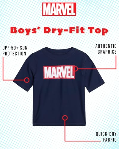 Marvel Boys Rash Guard Short Sleeve Top - Spider-Man Quick Dry UPF50+ Sun & Sand Protection Swim Shirt for Boys (Size: 2T-12)2