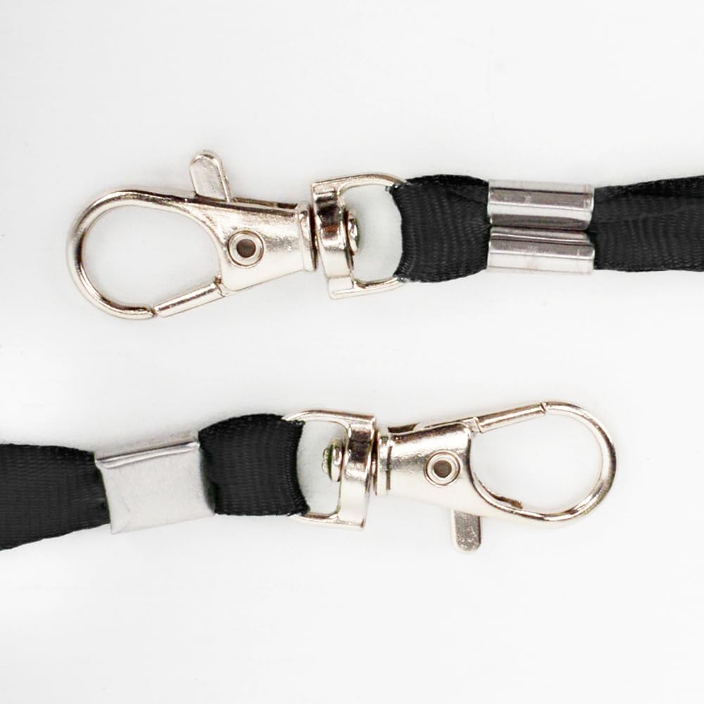 Lanyards 50 Pcs Bulk Lanyard for Id Badges Flat Black Lanyard with Badge Clip Swivel Hook (50, Black) - Image 4