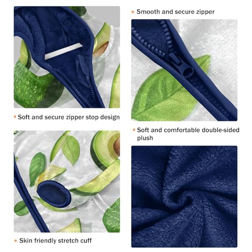 Avocado Wedges and Slices Girls Fleece Jacket Girls Fall Jacket Girls Zip Up Hoodie Girls Sherpa Jacket 2-10T3