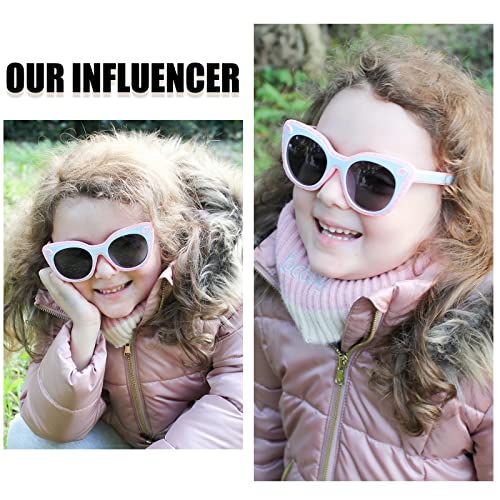 DUCO Cute Polarized Kids Sunglasses for Girls Boys Flexible Children Shades UV Protection Age 6-10 K0182
