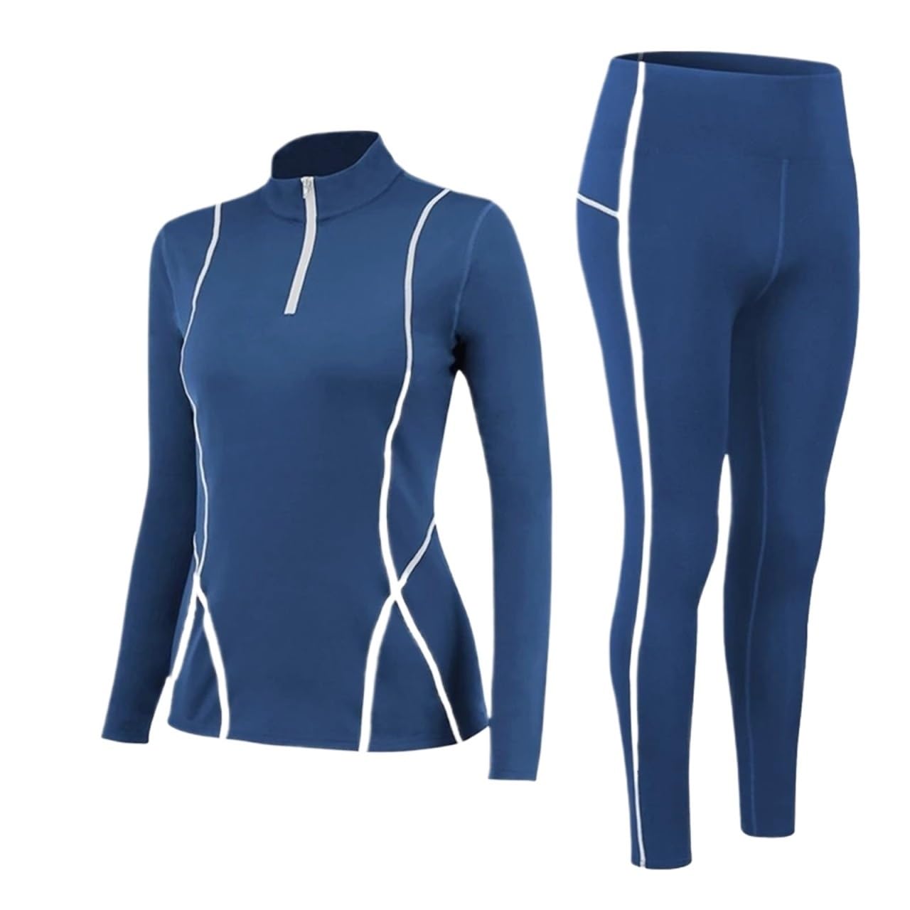 Ropa Interior térmica for Mujer, Conjuntos de Cuello Falso, Ropa Fina Lana for Fitness, Ajustada elástica for y Calzoncillos para Esquí,Moto