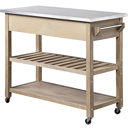Kitchen-Island-with-Shelves-and-Handle-for-Home-Wood-Home-bar-Serving-carts-on-Wheels-with-Wine-RackGlass-Holder-3-Tier-Kitchen-cart-with-Large-Workstation Kitchen Island with Shelves and Handle for Home Wood Home bar Serving carts on Wheels with Wine RackGlass Holder 3 Tier Kitchen cart with Large Workstation