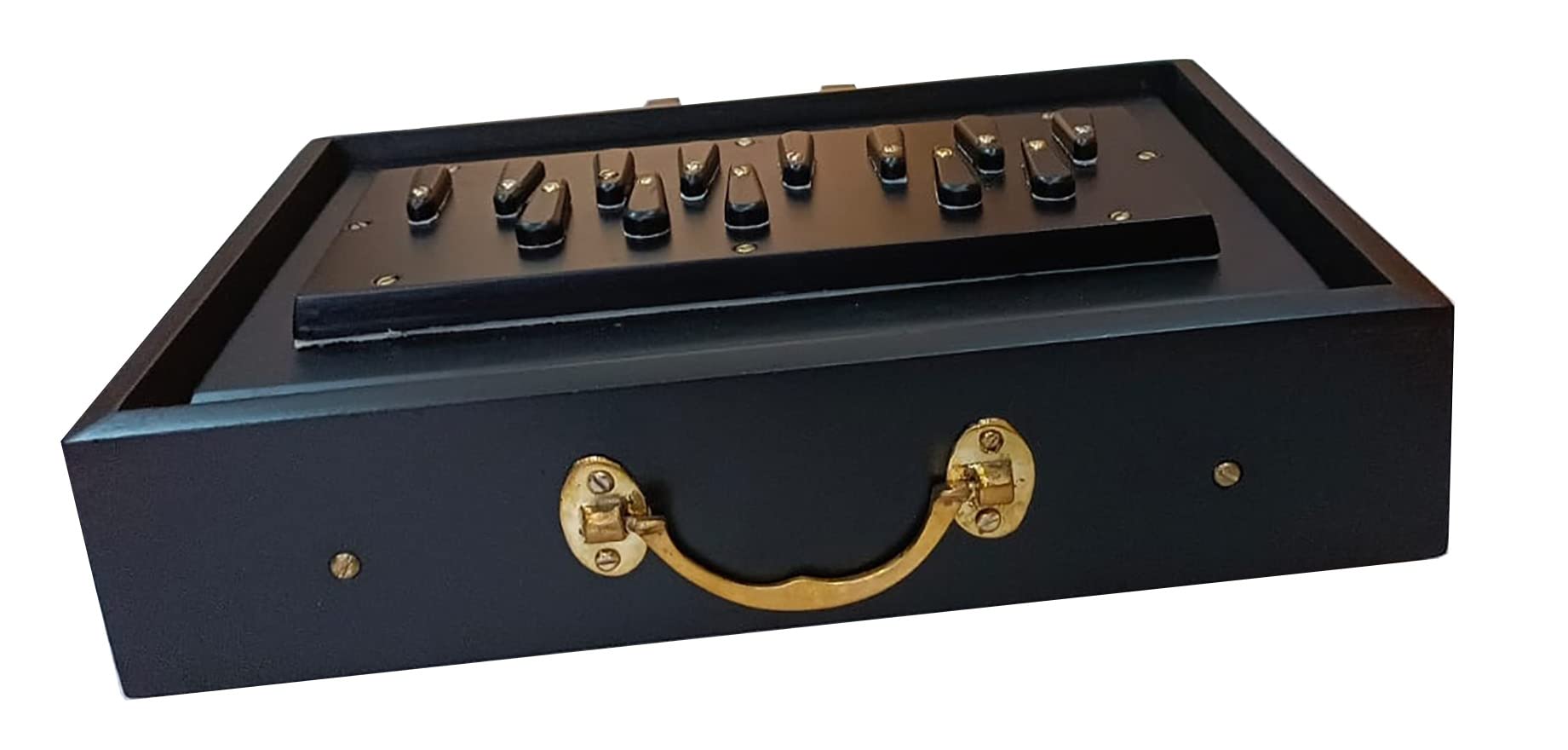 Shruti Box, Surpeti - Scatola di derivazione classica in legno di teak, 440 Hz, con 13 fermi a lunga durata, colore: Nero