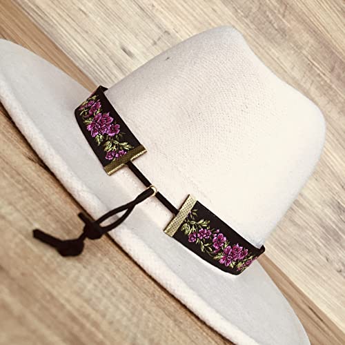 Pink Flower Hat Band, Fedora Hatband Color, Black, Pink, Green, Women Hat Jewelry, Cowboy Hatband, Cowgirl Hat Accessories, Handmade Western Hat Belt #TOP6