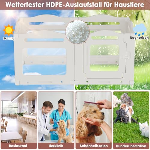 Clevich Welpenauslauf aus Acryl 60 cm hoch, 5 PCS +1 Laufstall Hund mit Tür, gitterloser Welpenlaufstall, Hundelaufstall für Wohnung faltbar, Saugnapf, Indoor-Hundezwinger für Welpen, Weiß