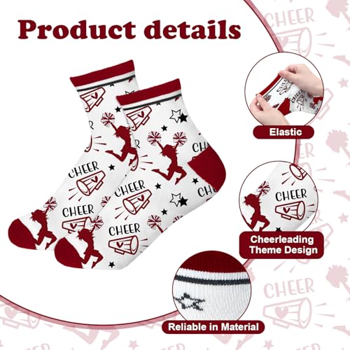 Image of Maiteenly 24 Pairs Ankle Cheer Socks Cheerleading Team Cheerleader Socks for Women Girls Cheer Accessories Gifts