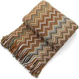VANJOROY Bohemian Sofa Large Throw Blanket with Tassels, Warm soft cozy Decorative Armchair Throw for Couch, Sofa and Bed. (130×230(50×91, Blue)