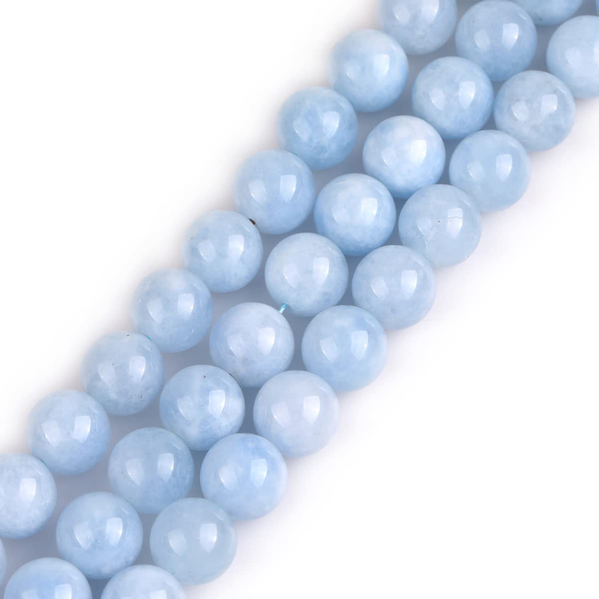 GEM-Inside 14mm Semi-Aquamarine Blue Jade Stone Gemstone Semi Precious Beads for Jewellery Making 15''