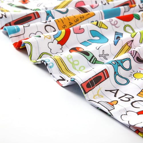 Toddler Girl Dress Back to School Pencil School Bus Print Dress Summer Outfits 3-8T4