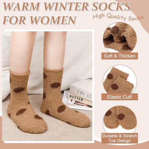 YSense 6 Pairs Women Fuzzy Fluffy Socks Cozy Slipper Socks Warm Soft Winter Plush Home Sleeping Socks Gifts2