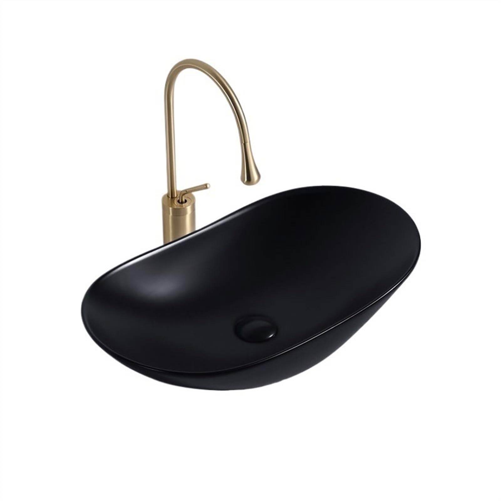 Sink Bowl Art Personalized Sinks Creative Ceramic Countertop Basin Hand Wash Household Bathroom Art Basin(Black)