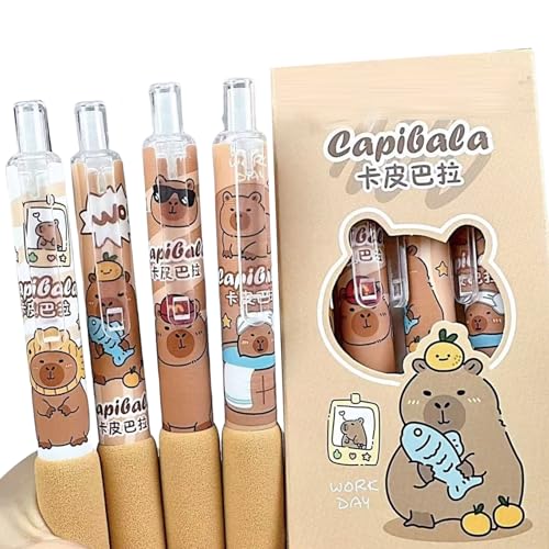 MOZXIRZ 4 Pcs Cute Capybara Bolígrafo Gel 0.5mm Tinta Negra