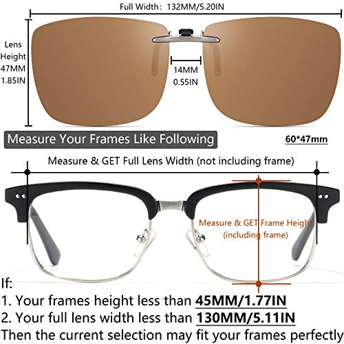 Image of Polarized Clip On Sunglasses Over Prescription Glasses Men Women Compact Fit Non-Flip Up