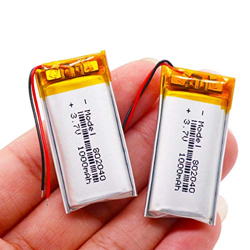 ZZBAT Rechargeable Li-Po Lithium Li-Polymer Batteries Replacement 3.7V 1000mAh 802040 Battery for Voice Recorder MP3 MP4 Light-2pcs