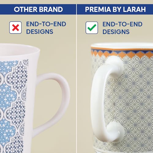 Image of Larah by BOROSIL 100ml x 6pc Opalware Kosmia Tea /Coffee Mug Set, Microwave & Dishwasher Safe Embossed Design Crockery Set Ideal for Daily Use & Gifting