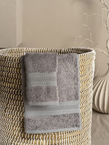 Image of DDECOR - Pack of 1 Ecofriendly 650 GSM Solid Cotton Bamboo Hand Towel, Grey
