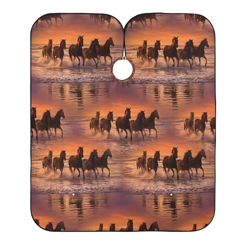 Capa de barbería impermeable Kigai Horses Sunset para hombre miniatura 2