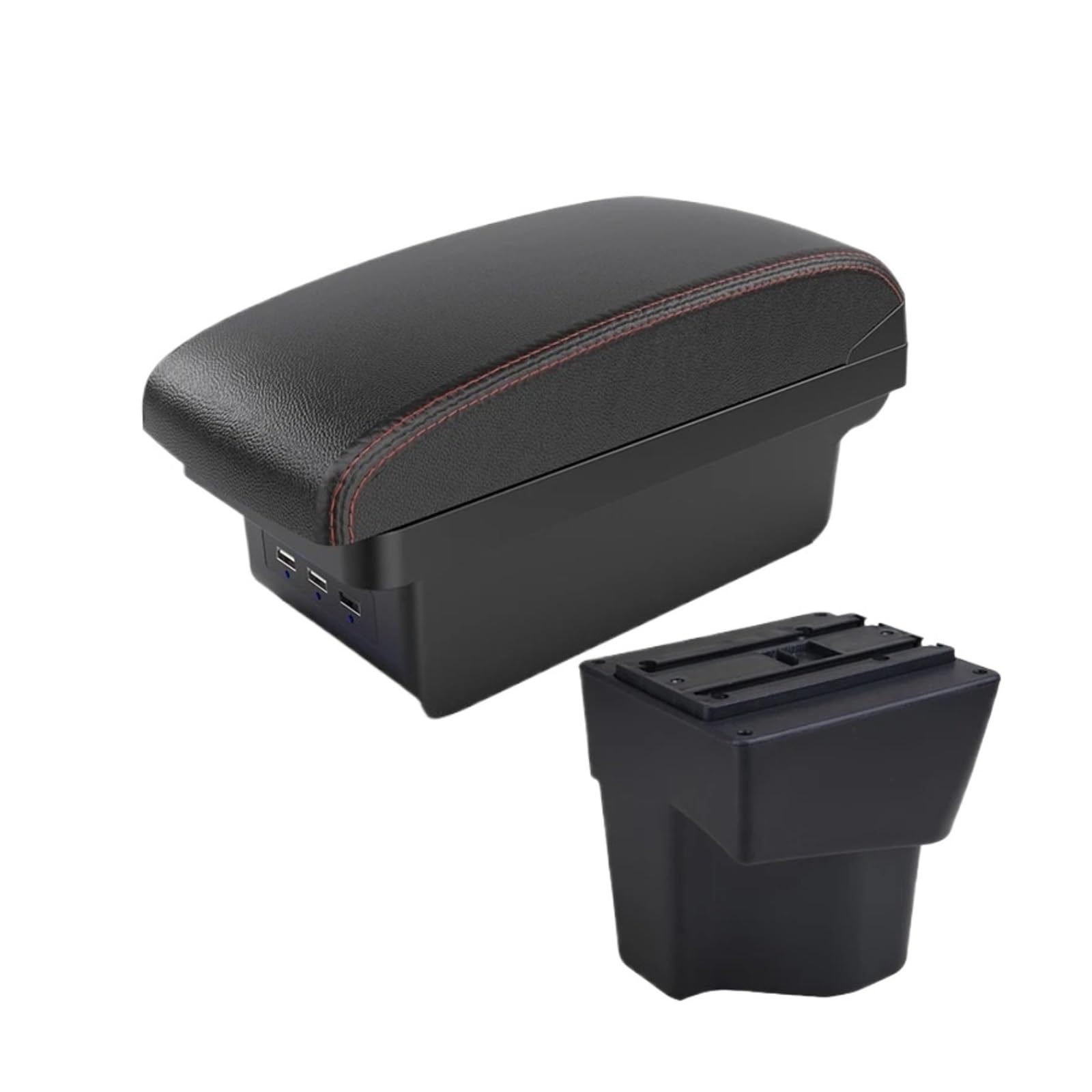 UMDJJU For KIA For Rio 3 For For K2 For X-line For 2011 2012 2013 2014 2015 2016 Armrest Box Car Accessories Interior Storage 3usb Car Centre Console Armrest Box(B1 Black red 3 USB)