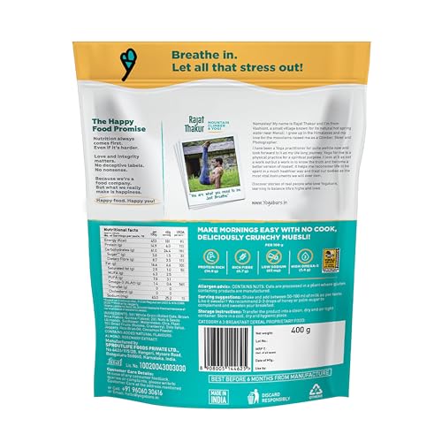 Image of Yogabar Wholegrain Breakfast Muesli - Almond + Quinoa Crunch, 400g