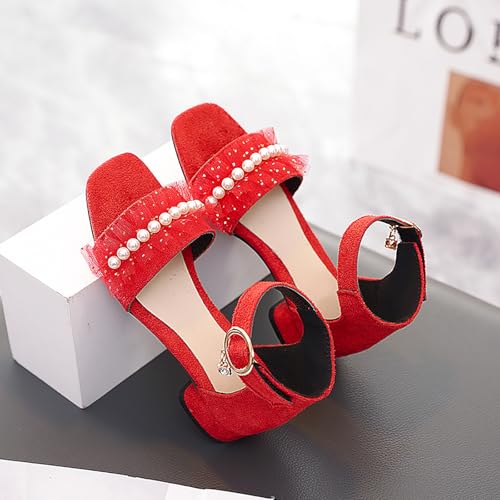 Girls Dress Shoes Toddler Kids Heels Sandals Ankle Strap Wedding Party Beaded Girl Shoes2