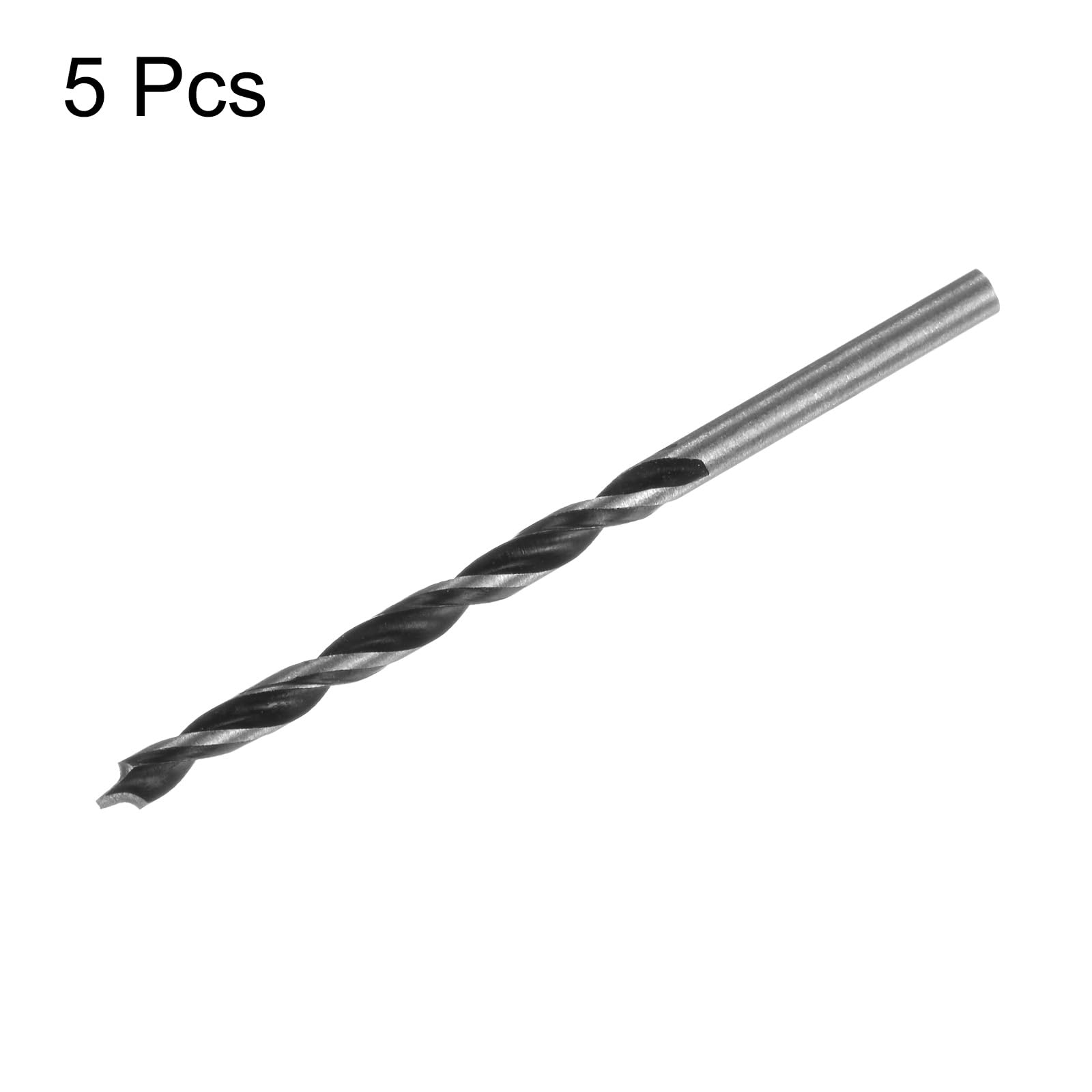 QUARKZMAN 5pz Punte Trapano Brad Point 3mm(8/64") Dia Dritto Acciaio Tondo Shank Trapano Metrico Brad Point 1,2" Profondità Foratura Trapano a Spirale per Legno Carpenteria Plastica Gomma