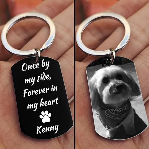 Eletizy Personalisieren Sie den Edelstahl-Schlüsselanhänger mit Fototext, Hochwertiger Edelstahl Dog Tag–Vatertags, Valentinstag, Weihnachten, DIY Gravieren und Drucken Schlüsselring