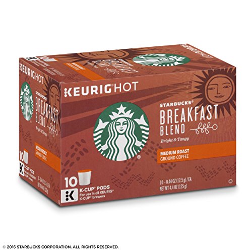 Starbucks Medium Roast K-Cup Coffee Pods - Breakfast Blend for Keurig Brewers - 6 Boxes (60 Pods Total)