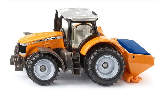Siku 1563, Massey Ferguson con esparcidor de Sal, Metal/plástico, Naranja, Tractor de Juguete para niños