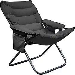 Poltrona Dobrável Reclinável 3 Posições – Leve 4,8 kg, Poltrona Papi,Compacta e Portátil para Praia, Camping, Cadeira do Papai,Estudo e Relaxar,Preto