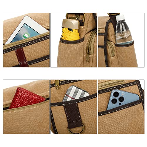 Canvas Messenger Bag Satchel Bag Crossbody Bag Shoulder Bag 14inch With Water Pocket4