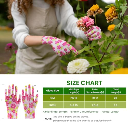 Image of HASTHIP 6 Pairs Gardening Gloves for Women Nylon Anti-Slip One Size