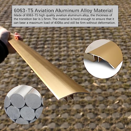 Funmaypoon Aluminum Floor Transition Strip, Metal Thresholds For Doorways, 36 Inch Floor Transition Strip Wood To Tile, Floor Trim/Door Threshold Interior 1 3/4" Wide (Matte Gold) #TOP7