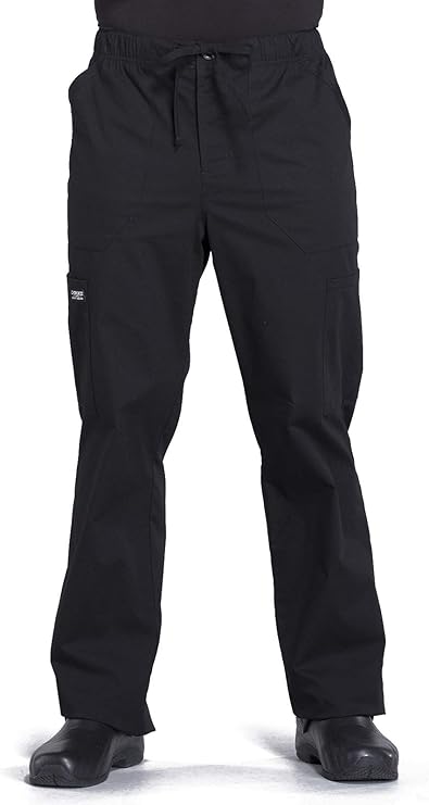 Cherokee Men's Scrub Pant Tapered Leg Fly Front Cargo Pant with 5 Pockets WW190