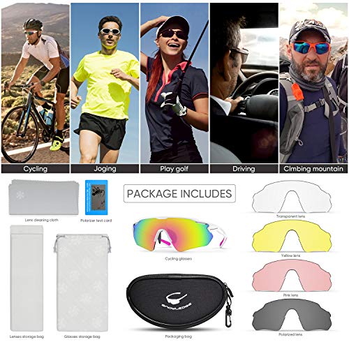 Sports Sunglasses Bike Cycling Sunglasses For Men Women With 5 Interchangeable Lens,Polarized Sunglasses With Anti-Uv400 For Driving Fishing Golf #TOP5